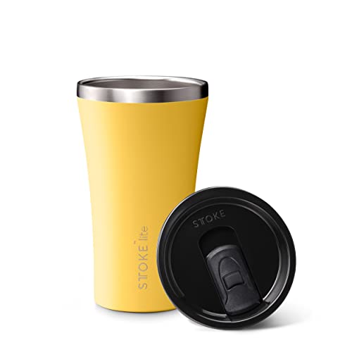 Sttoke Lite Shatterproof Reusable Cup Insulated Drinking Tumbler, 12 oz, Sunbeam Yellow