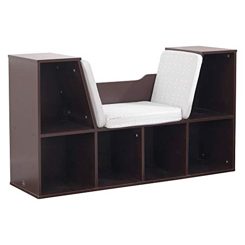 KidKraft Wooden Bookcase with Reading Nook Toy, Espresso