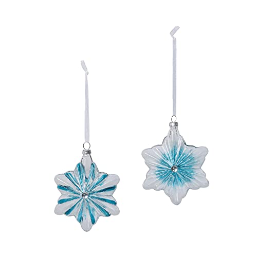 Park Hill Collection XAO20907 Northern Lights Glass Snowflake Ornament, Set of 2