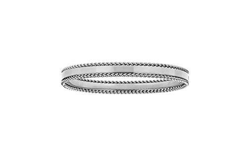 Maya J CZBB13W Rope Trim Bangle, White, Stainless Steel