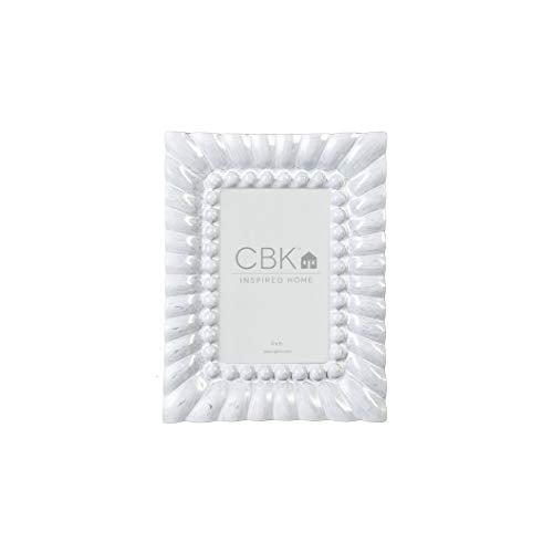 Ganz CB173849 Enamel Fluted Picture Frame, White (4 Inches x 6 Inches)