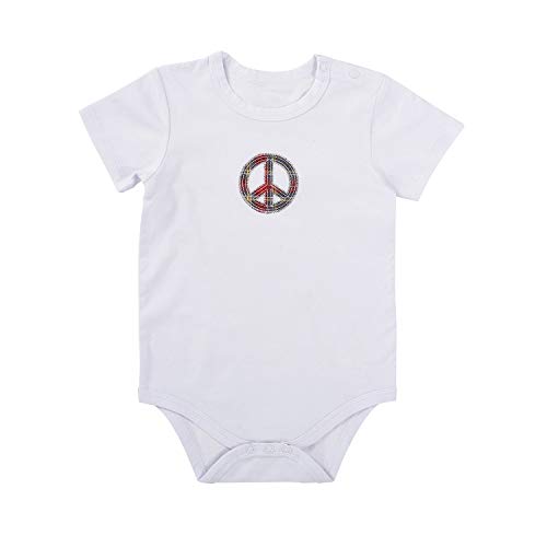 Creative Brands Stephan Baby Snapshirt-Style Diaper Cover, White with Plaid Peace Sign, 6-12 Months