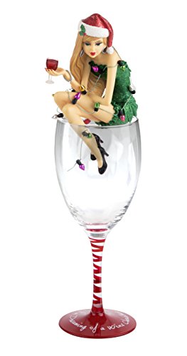 Pavilion H2Z tableware 73745 Hiccup Wine Christmas Girl in Glass, 12", Multicolor