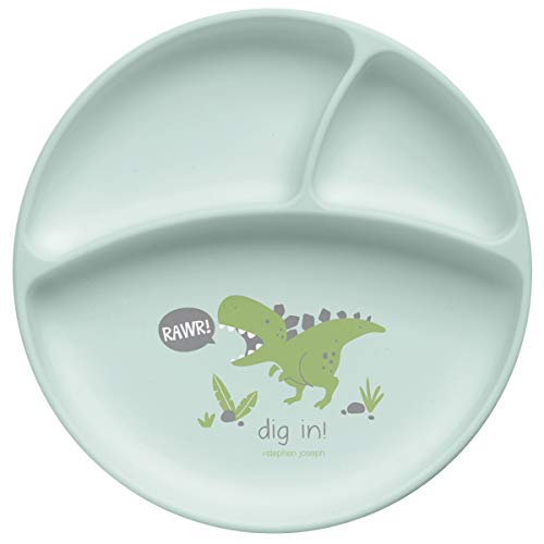 Stephen Joseph Silicone Baby Plate, One size, Dino