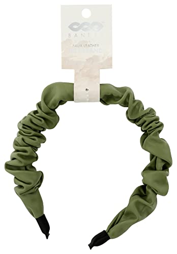 Banded Olive Faux Leather Scrunchie Headband, 1 EA