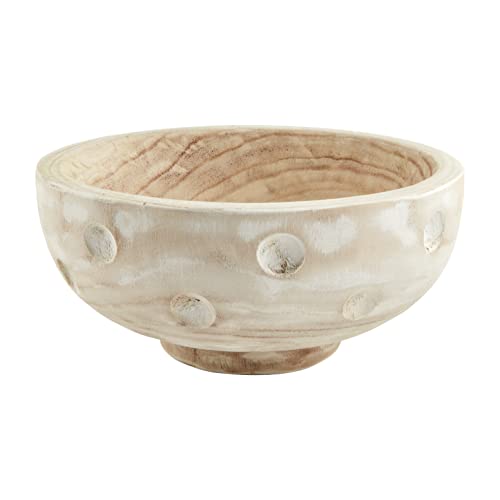 Mud Pie Carved Dot Wood Bowl, 12-inch diameter