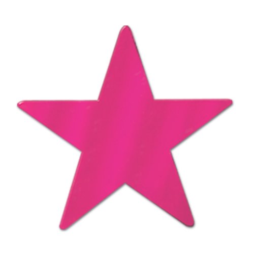 Beistle Cerise Metallic Star Cutouts, 3-1/2 Inch, 12 Pieces Per Package