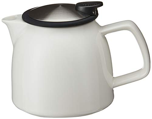 FORLIFE Bell Ceramic Teapot with Basket Infuser, 26-Ounce/770ml, White