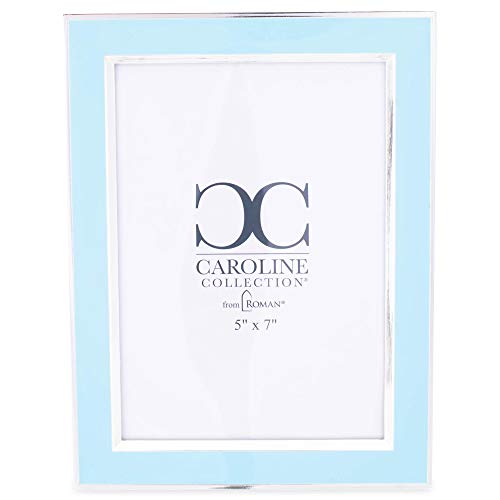 Roman 8-inch Blue Picture Frame with Silver Edge, 5-inch x 7-inch