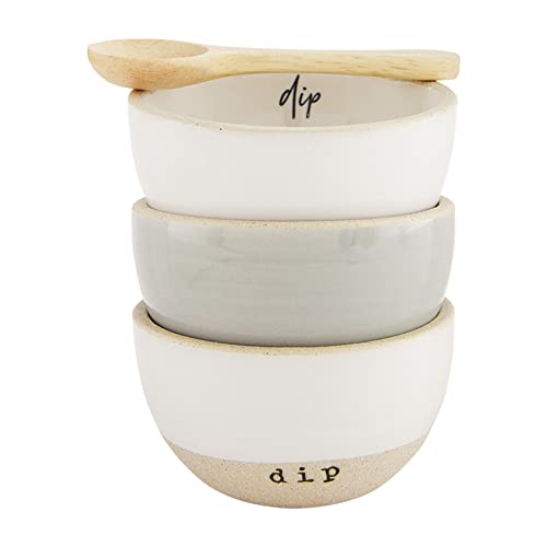 Mud Pie, Dip, Stoneware Ramekin Set, bowl 2" x 3" dia | spoon 3.5", 2" H x 3" long