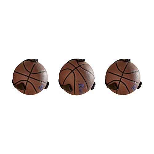 Danya B. Ball Holders and Organizer for Basketballs, Space Saving Wall Display for Autographed Sports Balls, for Garage or Room, Includes Hardware for Installation, Set of 3 in Black