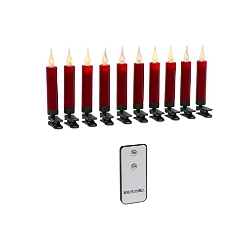 Gerson 2537510 Infrared Remote Control Red LED Candles Set of 10, 4.13-inch Height