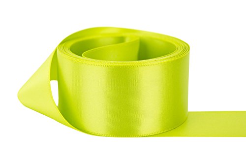 Ribbon Bazaar Double Faced Satin Ribbon - Premium Gloss Finish - 100% Polyester Ribbon for Gift Wrapping, Crafts, Scrapbooking, Hair Bow, Decorating & More - 1-1/2 inch Lime 50 Yards