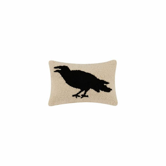 Peking Handicraft Halloween Raven Hook Pillow, 12-inch Length, Wool, Home, Home D√©cor
