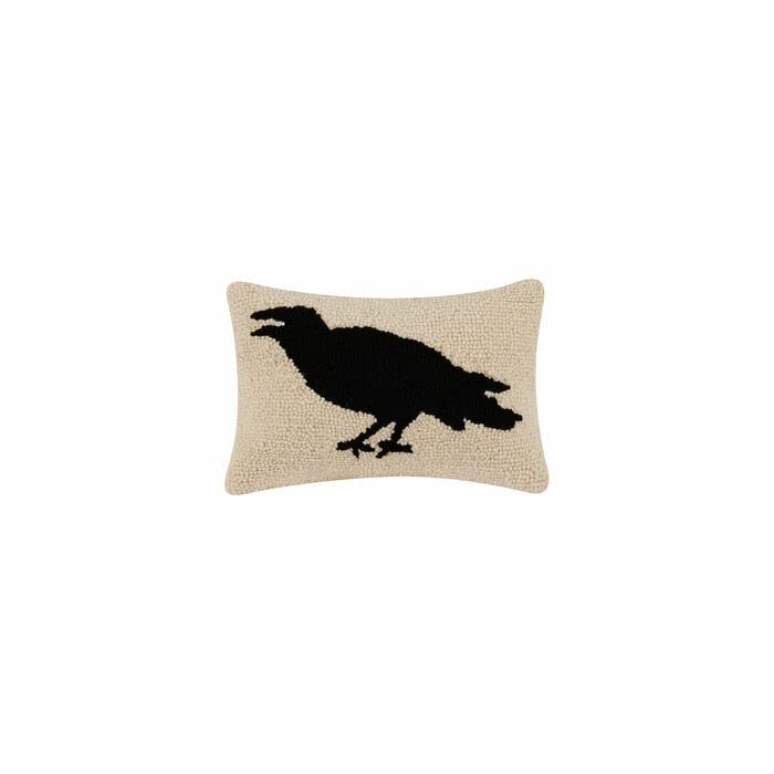 Peking Handicraft Halloween Raven Hook Pillow, 12-inch Length, Wool, Home, Home D√©cor
