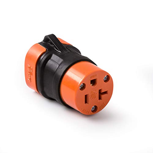 Easylife Tech 20-15 Amp 125V Grounded Connector, Female Plug Outlet Replacement Cord (Rubber Grip)
