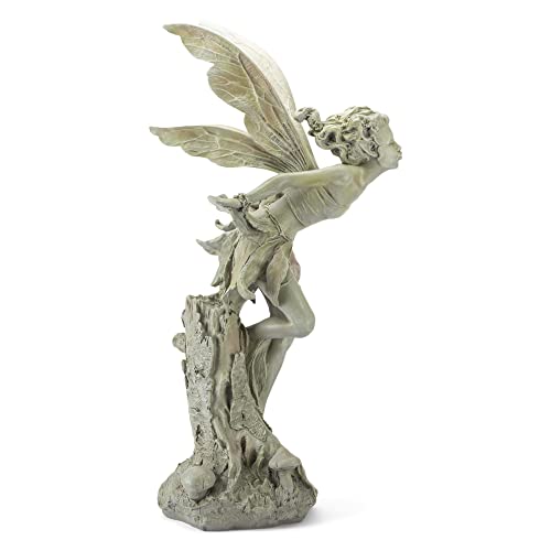 Napco Imports Resin Stone Kissing Fairy Statue with Greenish Finish 14101 5 x 15 x 33