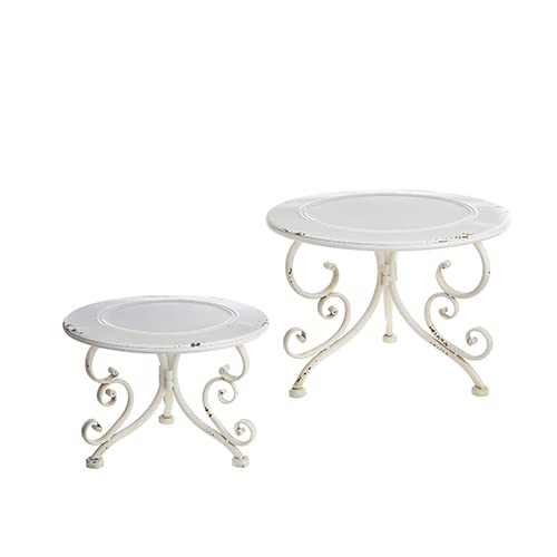 RAZ Imports Distressed Risers, White, 12 inches, set of 2