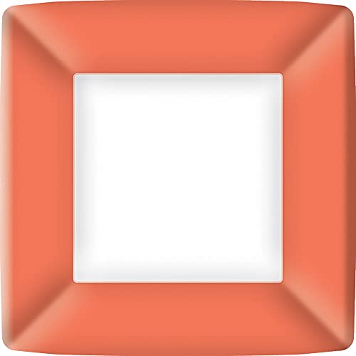 Boston International IHR Square Dinner Paper Plates, 10 x 10-Inches, Coral