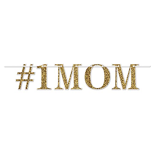 Beistle Glittery Gold"#1MOM" Letter Banner- 1 pc.