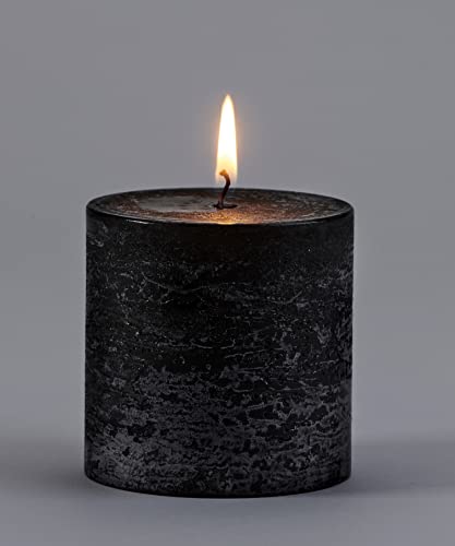 Giftcraft Rustic Pillar Candle, 3-inch Height, Black, Set of 2