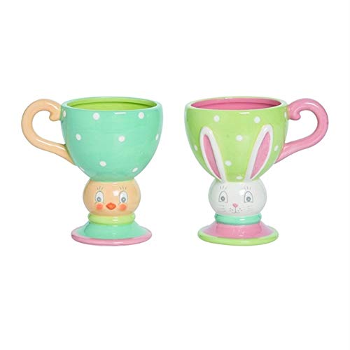 Transpac A5076 Easter Dottie Fancy Cup, Set of 2, Dolomite, 5-inch Length