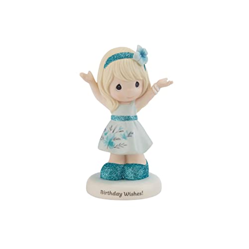 Precious Moments 216003 Birthday Wishes! Blonde Hair/Light Skin Bisque Porcelain Figurine , White