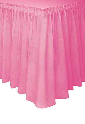 Unique Industries Hot Pink Plastic Table Skirt, 29" x 14ft.
