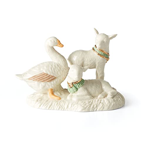 Lenox First Blessing Lambs & Goose Figurine, 0.57, Multi