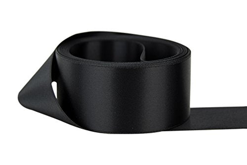 Ribbon Bazaar Double Faced Satin Ribbon - Premium Gloss Finish - 100% Polyester Ribbon for Gift Wrapping, Crafts, Scrapbooking, Hair Bow, Decorating & More - 4 inch Black 25 Yards