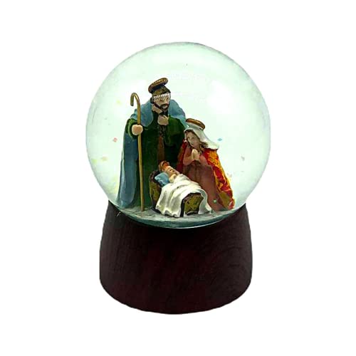 Comfy Hour Faith and Hope Collection Religious Holy Family Nativity Scene Snow Globe, Waterglobe Holiday Decoration, Ceramic