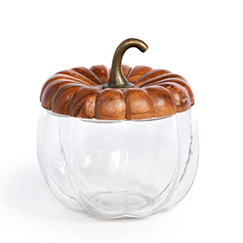 Park Hill Collection FAL10273 Short Glass Pumpkin Lidded Canister, 6.5-inch Height
