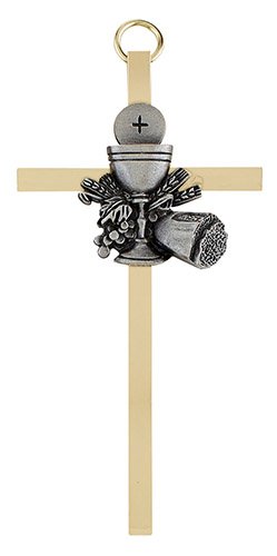 Creative Brands 4 1/4" First Communion Chalice Brass Cross - 4/pk
