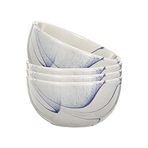 A&B Home 6" Soup Bowls - Set of 4 Cereal Bowls for Oatmeal Salad Bowl Ceramic Serving Bowls Safe for Dishwasher and Microwave, Blue