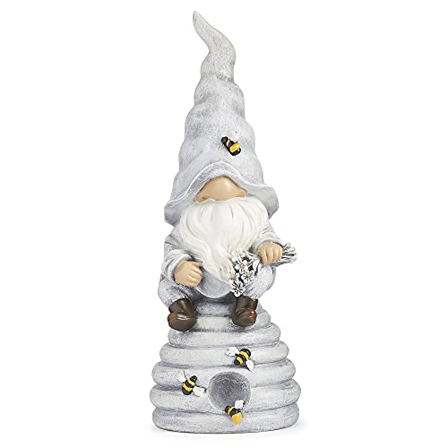 Roman Garden - Gnome with Bee Hive Statue, 13.75" H, Garden Collection, Resin and Stone, Decorative, Garden Gift, Home Outdoor Decor, Durable, Long Lasting