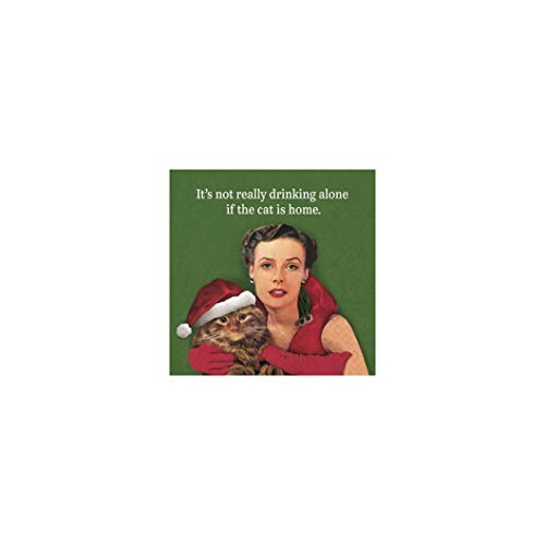 Design Design 624-09217 Christmas Cocktail Napkins, 9-inch Square (Drinking Alone Christmas Cat)
