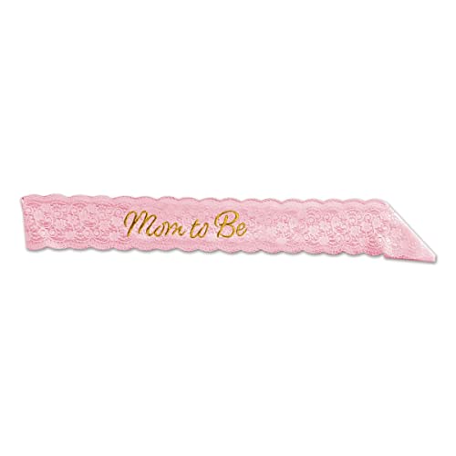 Beistle Pink"Mom To Be" Embroidered Lace Sash - 1pc