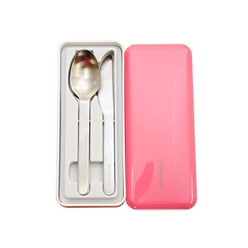 CUTLERY CASE A set of Fork, Knife, and Spoon, Eco-Friendly Lunch Accessory, Made in Japan, Takenaka Bento Box (Raspberry Pink)