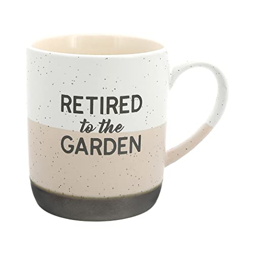 Pavilion Gift Company 15-ounce Mug - Retired To The Garden Speckled Stoneware Coffee Cup Mug, Beige