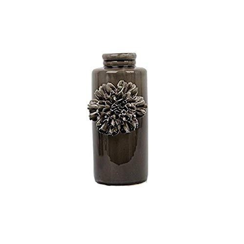 K&K Interiors Ceramic Vase Jar w/Gray Carnation, 12.5 Inch Gray Gray