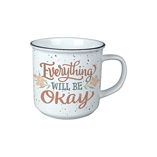 Carson Home, Decorative Vintage Mug for Coffee Latte Tea Hot Cocoa, Ideal Gift, Microwave and Dishwasher Safe, Okay Vintage Mug 13oz