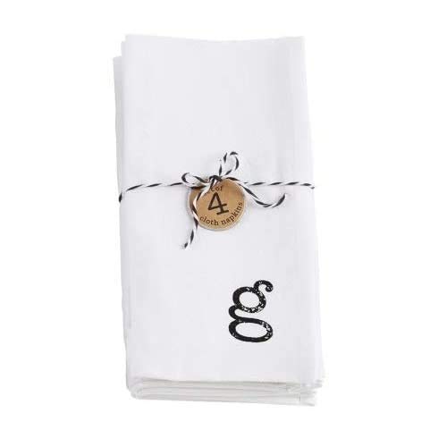 Mud Pie Initial Napkin Sets (G), 20" x 20", Cotton