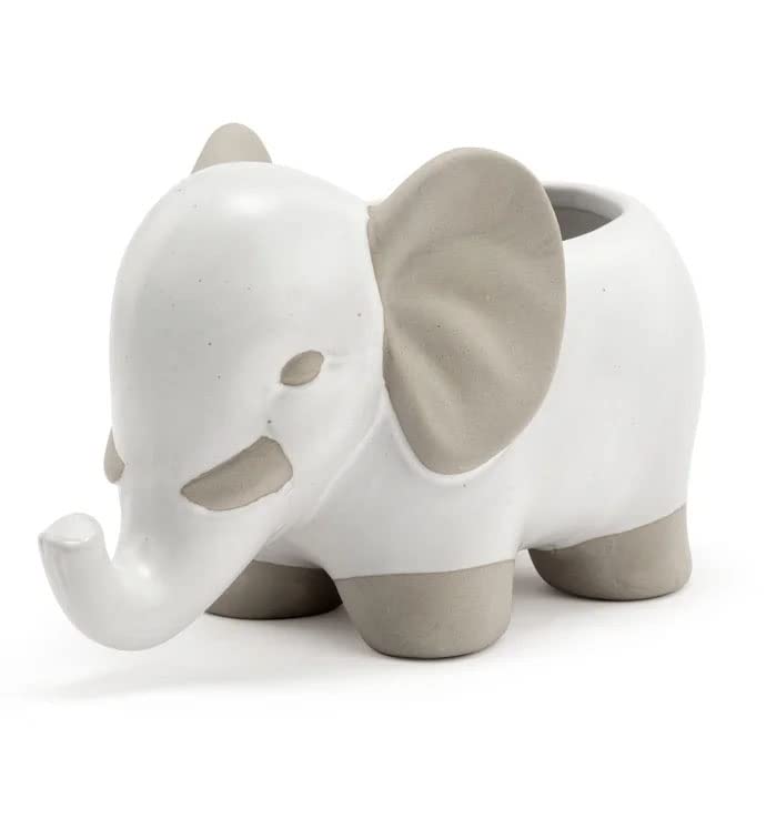 Napco Elephant White 2.5 x 3 Ceramic Small Planter Pot