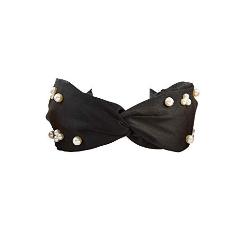 Mud Pie Women's Pearl Twist Knot Headband, Black, One Size