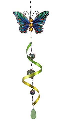 Red Carpet Studios 31341 Spiral Garden Art, Butterfly Green Yellow