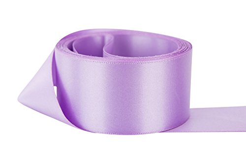 Ribbon Bazaar Double Faced Satin Ribbon - Premium Gloss Finish - 100% Polyester Ribbon for Gift Wrapping, Crafts, Scrapbooking, Hair Bow, Decorating & More - 1-1/2 inch Lilac 50 Yards