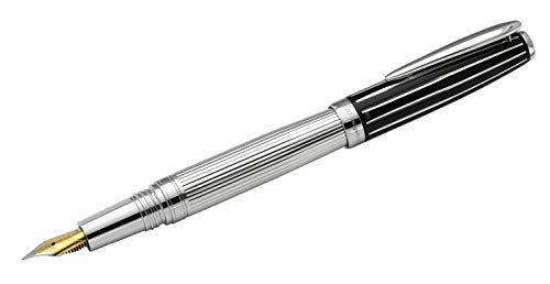 Xezo Incognito 925 Sterling Silver FINE nib Fountain Pen, Screw-On Cap, Diamond-Cut (Incognito 925 Sterling Silver F-2)