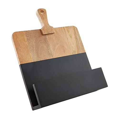 Mud Pie Two-Tone Cookbook Holder, Black and Brown, 13.5" x 11.25", Mango Wood