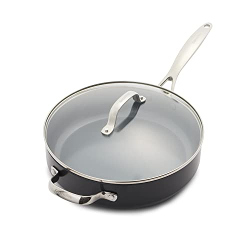 Cookware Company GreenPan CC000671-001 Valencia Pro Hard Anodized 100% Toxin-Free Healthy Ceramic Nonstick Metal Utensil/Dishwasher/Oven Safe Covered Saut‚àö√Ö‚àö¬∫‚àö¬∞ Pan, 4.5-Quart, Grey