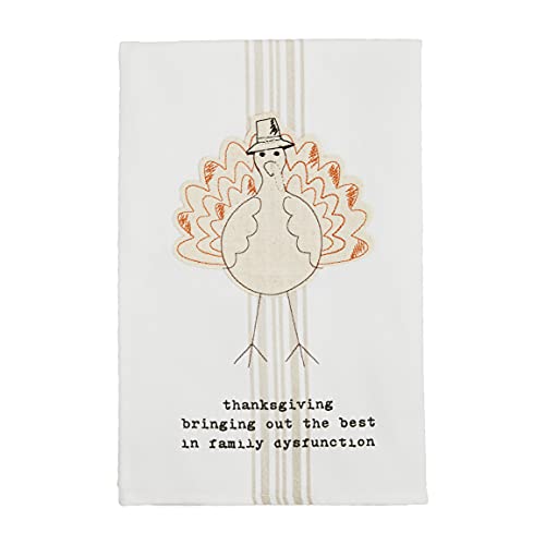 Mud Pie Thanksgiving Tea Towel, Family Dysfunction, 26" x 16.5", Cotton